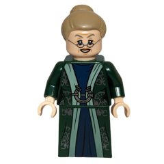 Minifigurka LEGO Professor Minerva McGonagall, Dark Green Robes, Dark Tan Hair, Printed Skirt