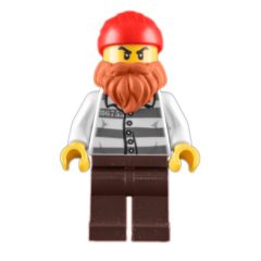 Minifigurka LEGO Criminal, Prison Shirt with #86753, Beard, Red Head Wrap