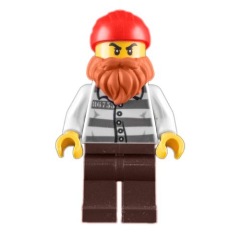 Minifigurka LEGO Criminal, Prison Shirt with #86753, Beard, Red Head Wrap