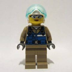 Minifigurka LEGO Woman, Helicopter Pilot, Blue Vest over Dark Tan Shirt