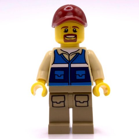 Minifigurka LEGO Man, Blue Vest, Dark Red Cap, Goatee Beard