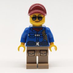 Minifigurka LEGO Man, Blue Jacket, Dark Red Cap, Sunglasses