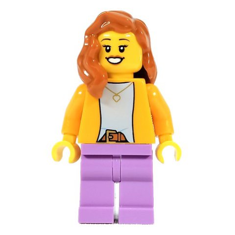 Minifigurka LEGO Orange Torso, Medium Lavender Legs, Dark Orange Hair