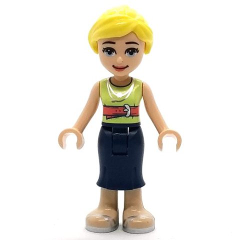 Minifigurka LEGO Marisa - Yellowish Green Top, Dark Blue Skirt, Bright Light Yellow Hair