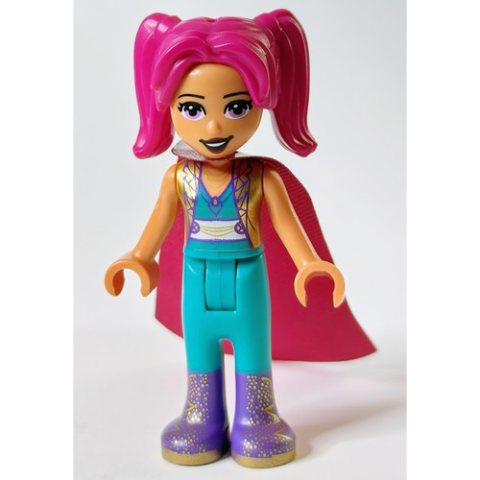 Minifigurka LEGO Camila - Gold Jacket, Dark Turquoise Pants, Magenta Hair, Cape