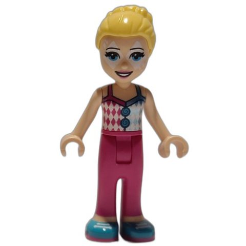 Minifigurka LEGO Stephanie - Dark Pink/Silver Top, Dark Pink Pants, Face Paint