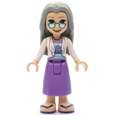 Minifigurka LEGO Nora - White Top, Medium Lavender Dress, Light Bluish Grey Hair