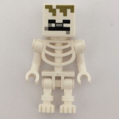 Minifigurka LEGO Skeleton, Square Skull, Olive Green Pixels
