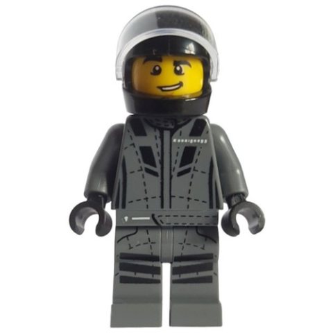 Minifigurka LEGO Race Driver - Dark Bluish Grey Torso/Legs, Black Helmet