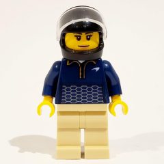 Minifigurka LEGO Racer Driver - Dark Blue Torso, Tan Legs, Black Helmet