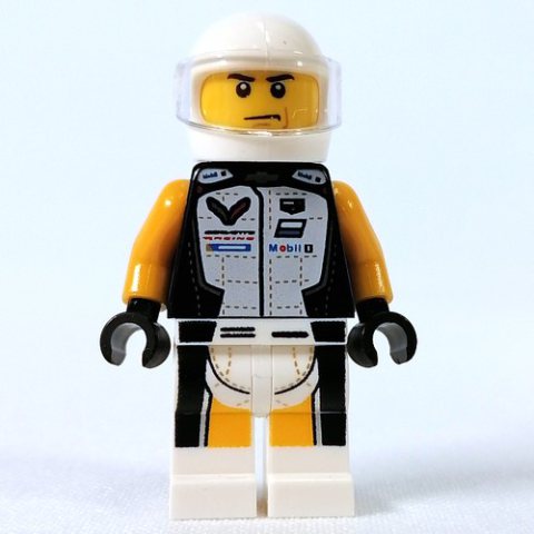 Minifigurka LEGO Race Driver - Black Torso, White Legs, White Helmet