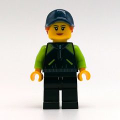 Minifigurka LEGO Black Torso, Lime Arms, Black Legs, Dark Blue Cap