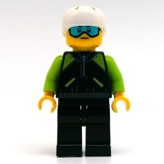 Minifigurka LEGO Black Torso, Lime Arms, Black Legs, White Helmet
