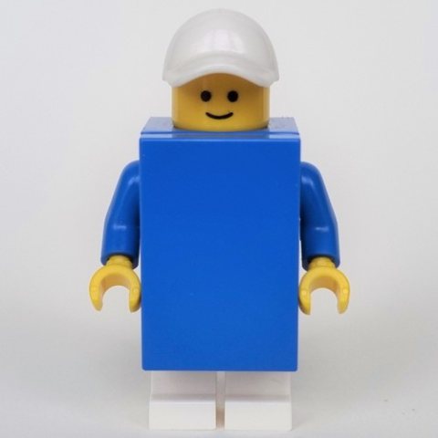 Minifigurka LEGO Brick Suit Boy - Blue 2 x 3 Tile, White Cap