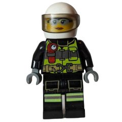 Minifigurka LEGO Firefighter, Black Torso, Black Legs, White Helmet