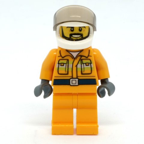 Minifigurka LEGO Firefighter, Pilot - Orange Torso, Orange Legs, White Helmet