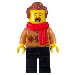 Minifigurka LEGO Man, Medium Nougat Sweater, Red Scarf