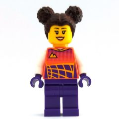 Minifigurka LEGO Stunt Rider, Coral Race Jacket, Dark Purple Legs