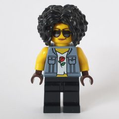 Minifigurka LEGO Woman, Sand Blue Vest Jacket, Black Legs, Black Hair