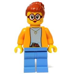 Minifigurka LEGO Woman, Bright Light Orange Torso, Medium Blue Legs, Dark Orange Hair