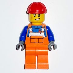 Minifigurka LEGO Construction Worker, Orange Overalls, Red Hard Hat