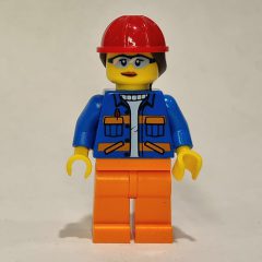 Minifigurka LEGO Construction Worker, Blue Jacket, Orange Legs, Red Helmet