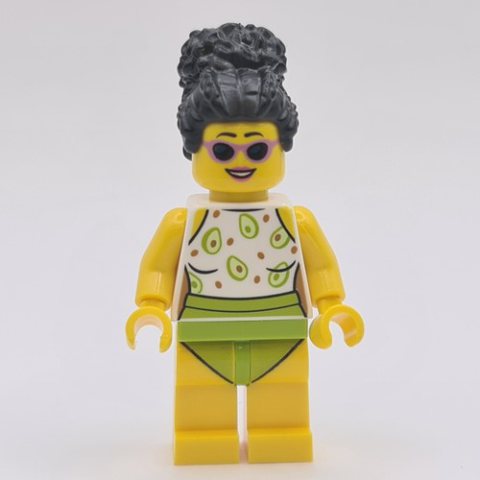 Minifigurka LEGO Woman, White and Lime Swimsuit
