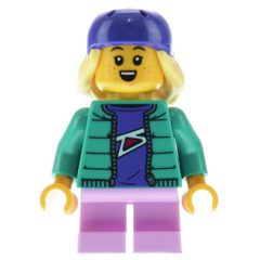 Minifigurka LEGO Girl, Dark Turquoise Jacket, Dark Purple Bike Helmet