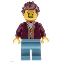 Minifigurka LEGO Man, Dark Red Jacket, Sand Blue Legs