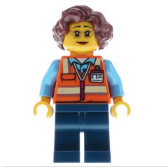 Minifigurka LEGO Crossing Guard, Orange Safety Vest, Dark Blue Legs