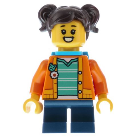 Minifigurka LEGO Madison - Orange Jacket, Dark Azure Backpack