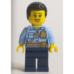 Minifigurka LEGO Policewoman, Bright Light Blue Shirt, Short Black Hair