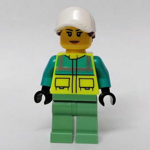 Minifigurka LEGO Ambulance Driver, Vibrant Yellow Safety Vest, White Cap