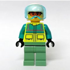 Minifigurka LEGO Pilot, Vibrant Yellow Safety Vest, White Helmet
