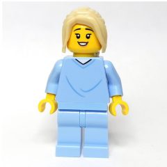 Minifigurka LEGO Woman, Bright Light Blue Hospital Gown, Tan Hair