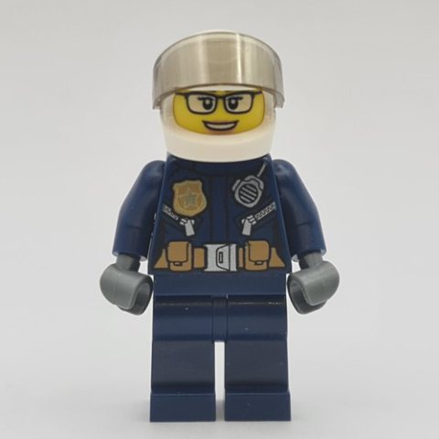 Minifigurka LEGO Policewoman, Dark Blue Uniform, White Helmet