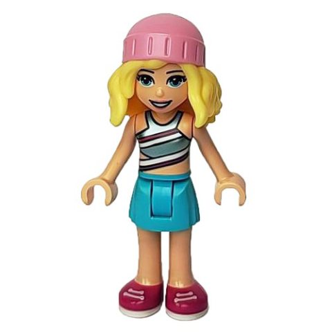 Minifigurka LEGO Stephanie - Silver Top, Medium Azure Skirt, Bright Pink Hat