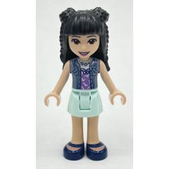 Minifigurka LEGO Emma - Sand Blue Top, Light Aqua Skirt, Black Hair with Buns