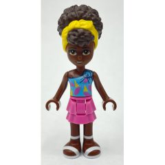 Minifigurka LEGO Nandi - Medium Azure Top, Dark Pink Skirt, Dark Brown Hair with Bandana