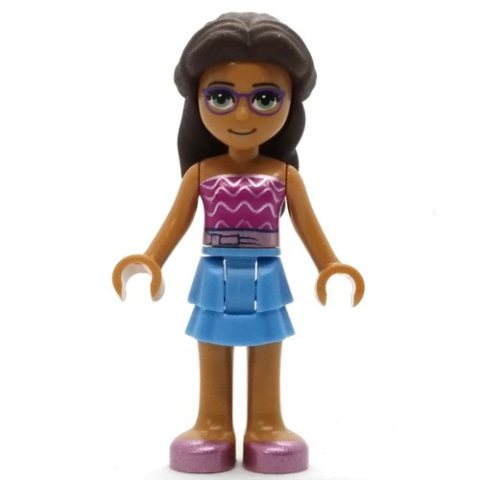 Minifigurka LEGO Layla - Magenta Top, Bright Light Blue Skirt, Dark Brown Hair