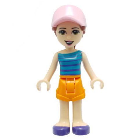 Minifigurka LEGO Harper - Dark Turquoise Top, Bright Light Orange Skirt, Pink Cap