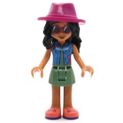 Minifigurka LEGO Savannah - Blue Top, Sand Green Skirt, Dark Pink Hat