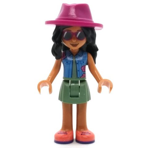 Minifigurka LEGO Savannah - Blue Top, Sand Green Skirt, Dark Pink Hat