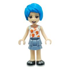 Minifigurka LEGO Evelyn - White Top, Sand Blue Skirt, Dark Azure Hair