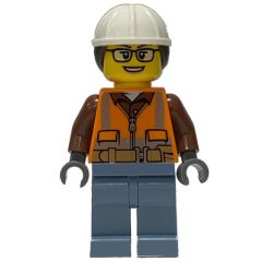 Minifigurka LEGO Construction Worker, Orange Safety Vest, White Hard Hat