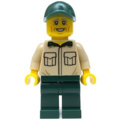 Minifigurka LEGO Man, Tan Shirt, Dark Green Legs and Cap