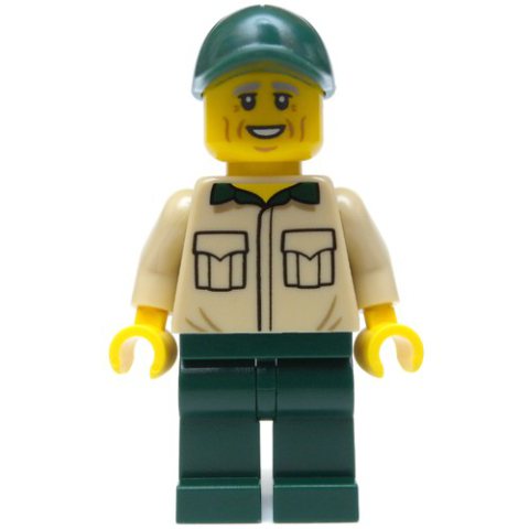 Minifigurka LEGO Man, Tan Shirt, Dark Green Legs and Cap