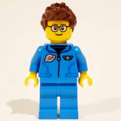 Minifigurka LEGO Man, Dark Azure Tracksuit with Classic Space Logo, Glasses