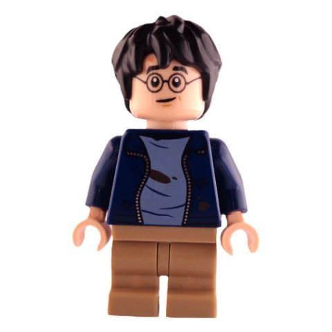 Minifigurka LEGO Harry Potter, Dark Blue Jacket Dirty, Medium Legs, Closed Mouth