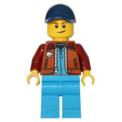 Minifigurka LEGO Man, Dark Orange Jacket, Dark Azure Legs, Dark Blue Cap